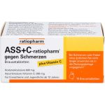 Шипучие таблетки ASS+C-ratiopharm для обезболивания, 10 таблеток доступны для онлайн-продажи.