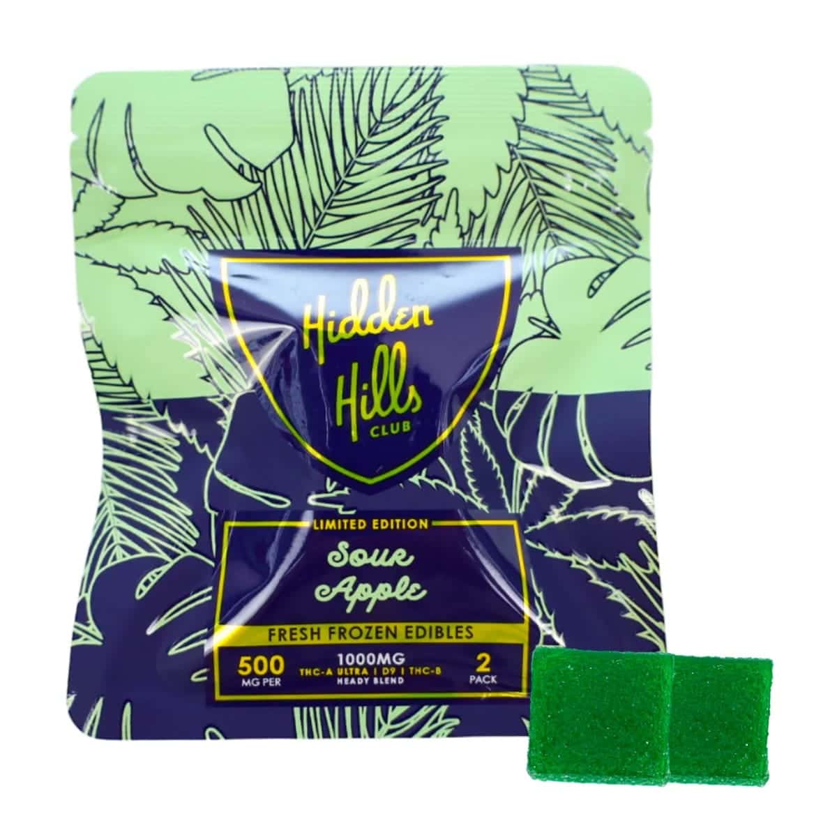 Купить онлайн съедобные продукты Hidden Hills Heady Blend (2 шт.) со вкусом кислого яблока.