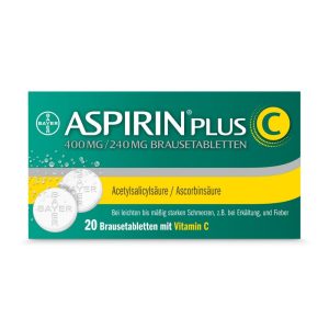 Купить шипучие таблетки Аспирин плюс С, 20 таблеток. Таблетки онлайн.