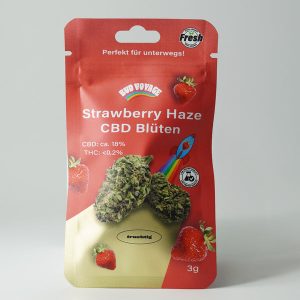 Купить Strawberry Haze CBD Blüten von BudVoyage (18% CBD) онлайн