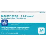 Наратриптан - 1 A Pharma от мигрени, таблетки, покрытые пленочной оболочкой, 2,5 мг, 2 таблетки. Купить онлайн